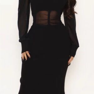 Fashion Nova Black Sheer Midi Dress